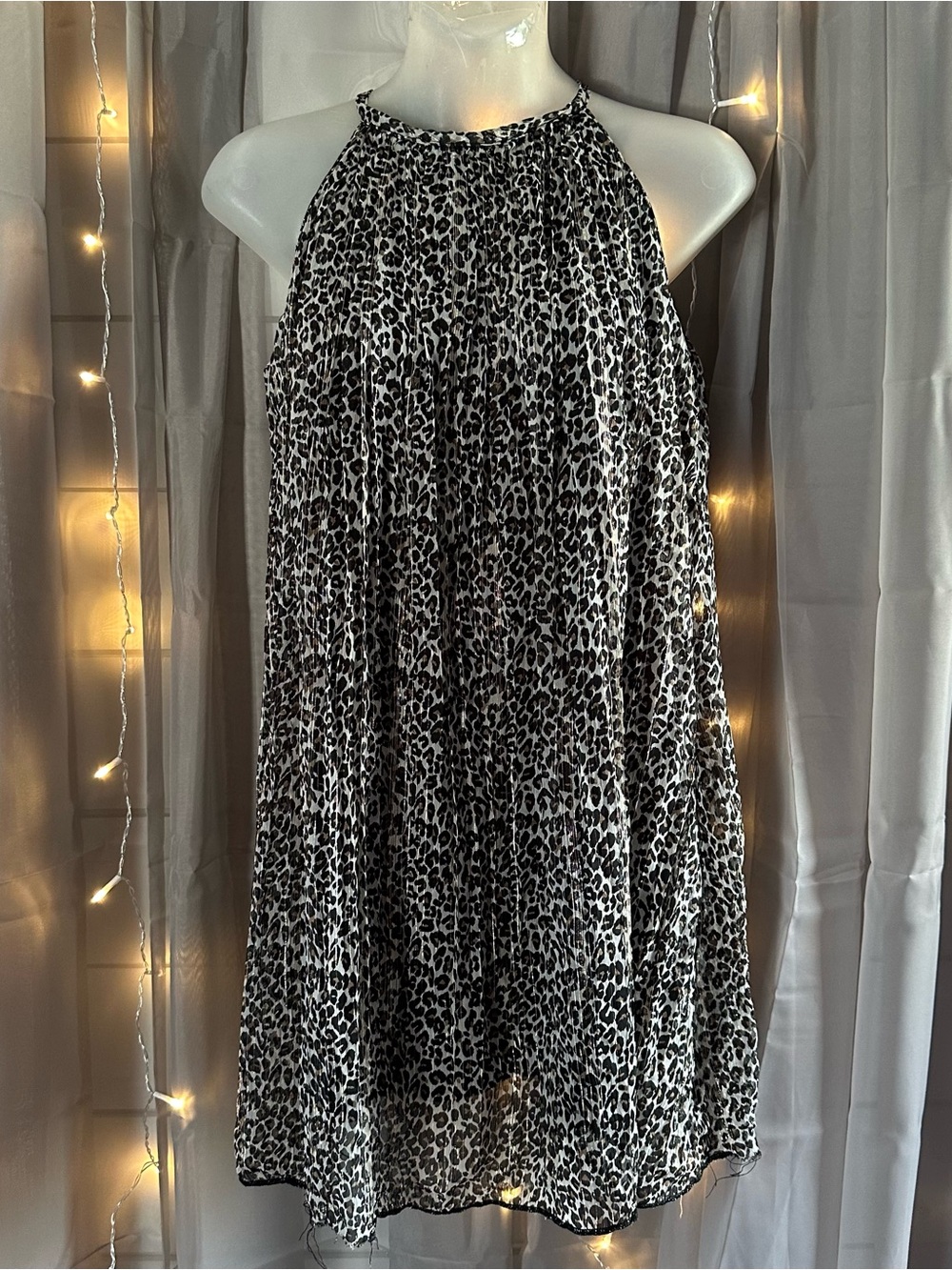 Girls Rare editions flowy gold and leopard print dress Sz 14